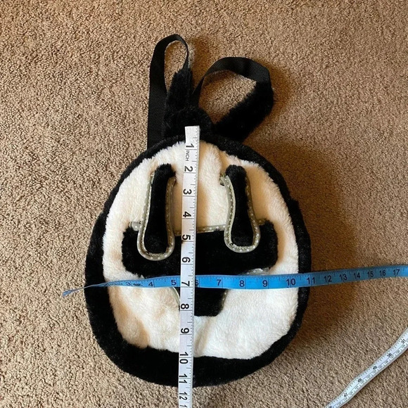 Cute and Soft Black and White Mini Fur Backpack - Picture 3 of 6